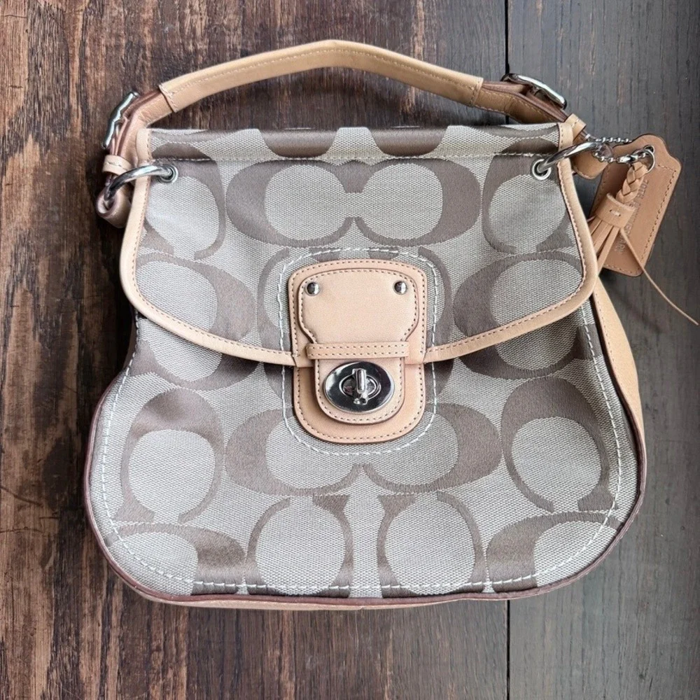 Coach Willis 70th Anniversary Khaki Signature Crossbody Bag Tassel L1169-19034